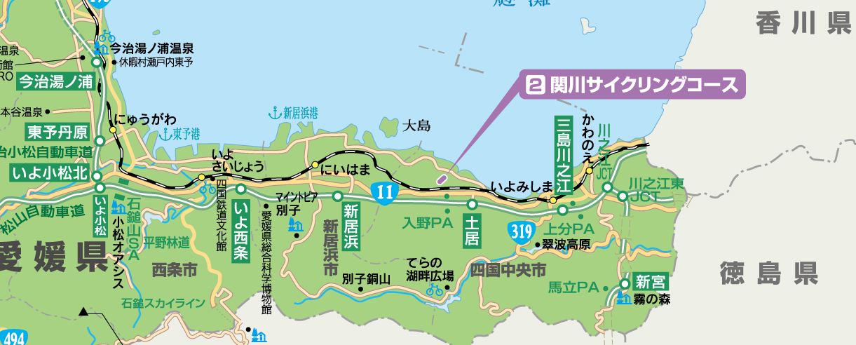 関川サイクリングコースコースマップ